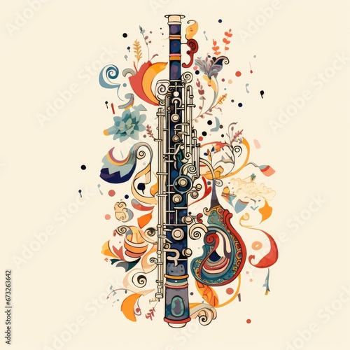 Whimsical clarinet with whimsy patterns