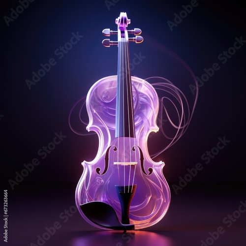 Whimsical purple violin with translucent strings