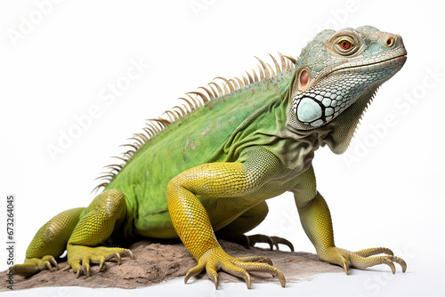 Iguana, Iguana On A Branch, Iguana In White Background