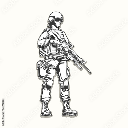 American women army military vector design.