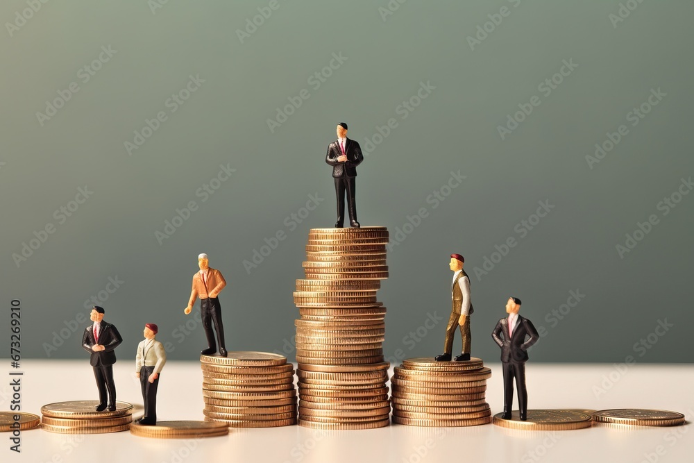 Miniature business people on pile of coins. Business concept. Miniature business people on pile of coins. Business concept.