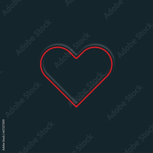 Thin red heart on a dark background