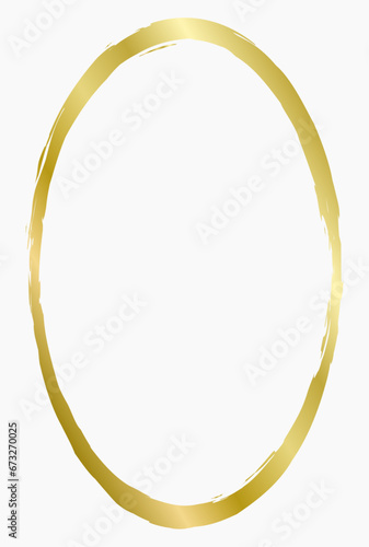 Golden metal oval frame isolated on white. Vector frame for photo. Frame for text, certificate, pictures, diploma