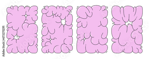 Bubble abstract shapes sticker pack. Funky balloon organic elements icon sign in trendy retro y2k style. Cartoon graffiti vector illustration isolated on white background.