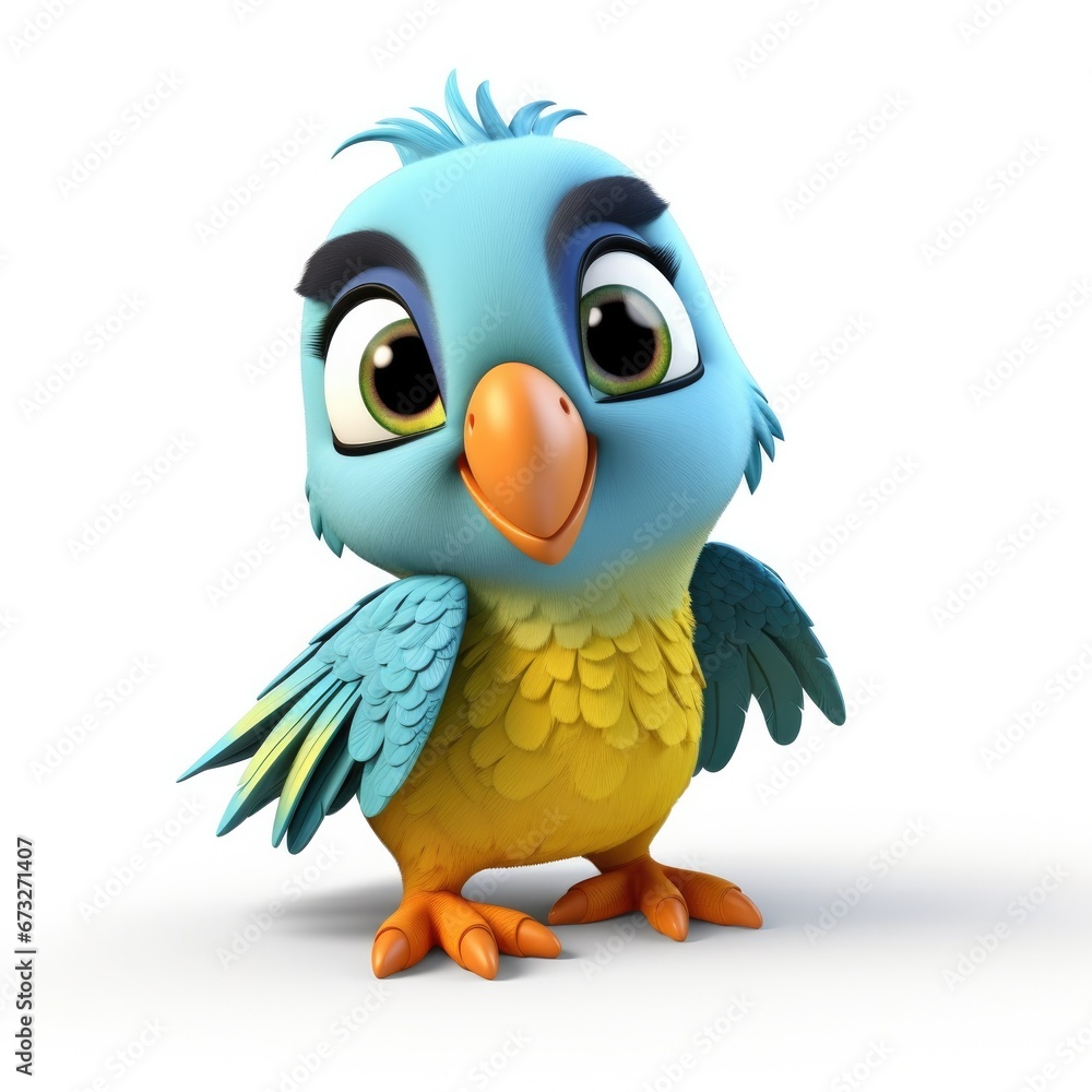 Cute Cartoon Parrot Bird Isolated On a White Background Cute Cartoon Parrot Bird Isolated On a White Background