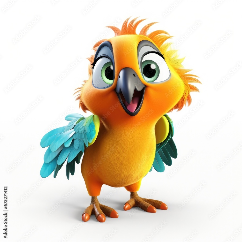 Cute Cartoon Parrot Bird Isolated On a White Background Cute Cartoon Parrot Bird Isolated On a White Background
