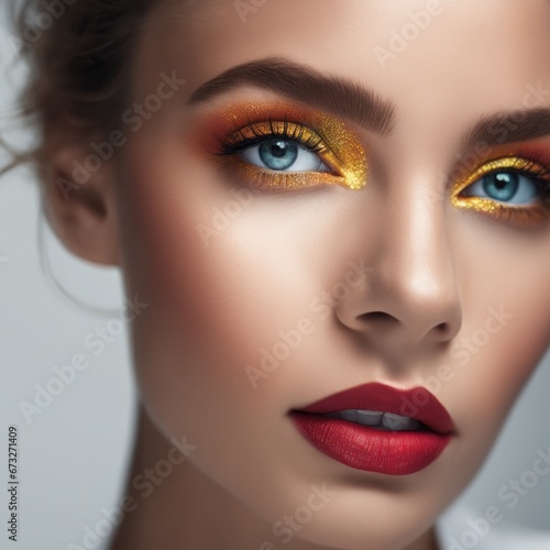 beautiful young woman with bright makeup in studio beautiful young woman with bright makeup in studio beautiful young woman with creative make - up