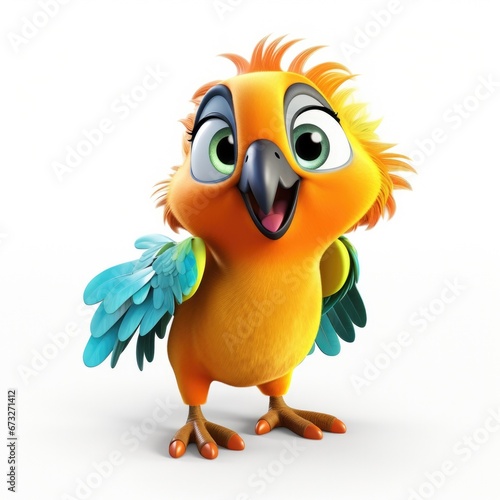Cute Cartoon Parrot Bird Is...