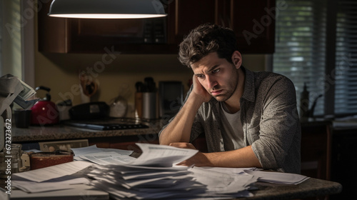 Millennials Man Struggling with Financial Worries like Paying Bills, Debits and Bankruptcy