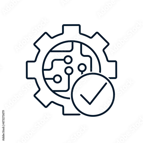 Reliable technology concept. vector linear icon isolated on white background.