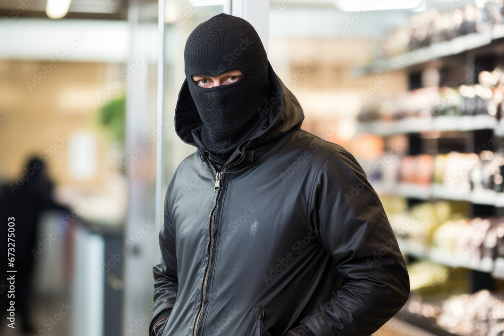 masked thief entered the store. A robber robs a grocery store. masked thief entered the store. A robber robs a grocery store.