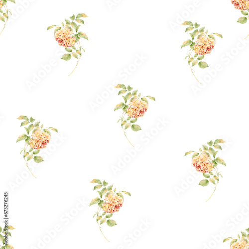 Wallpaper Mural watercolor pattern with small roses Torontodigital.ca