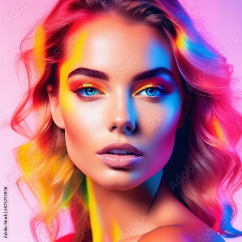 portrait of young woman with colorful makeup. beauty fashion and face care.portrait of young woman with colorful makeup. beauty fashion and face care.portrait of beautiful woman with colorful makeup.