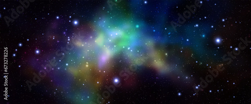 Space vector background with realistic nebula and shining stars. Magic colorful galaxy with stardust