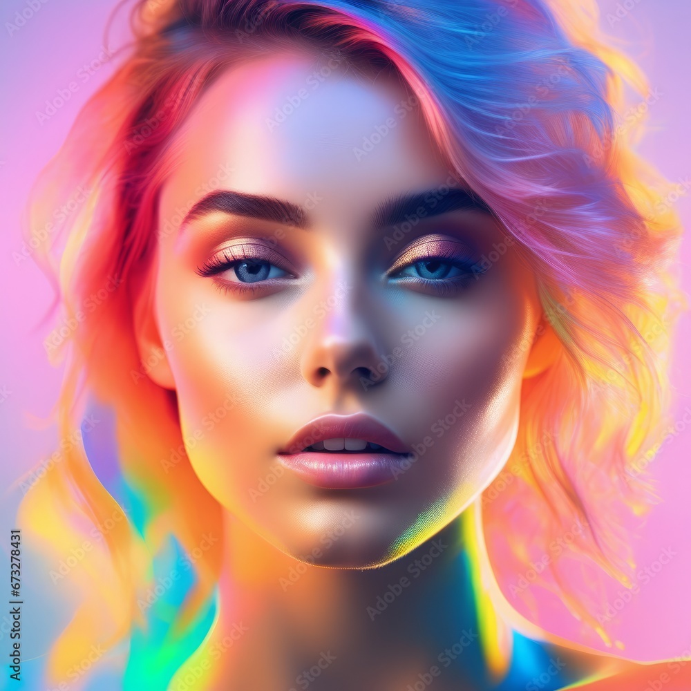 beautiful girl with creative makeup. beauty face beautiful girl with creative makeup. beauty face portrait of attractive woman with colorful makeup