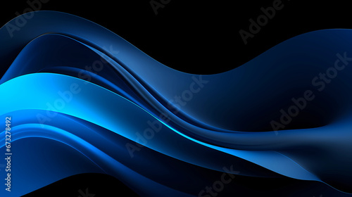 abstract black blue waves background, gradient, wallpaper, minimal design photo