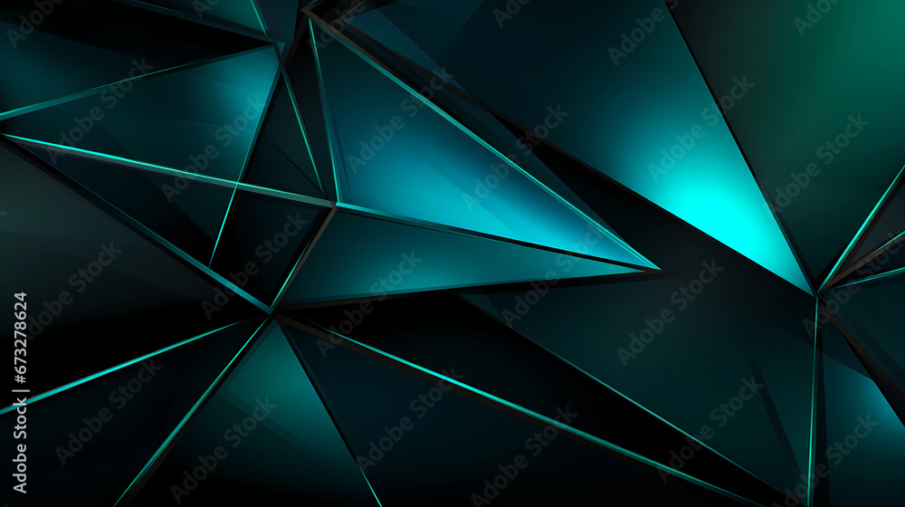 Black, jade green abstract triangle background, glossy metal like kook background Black, jade green abstract triangle background, glossy metal like kook background