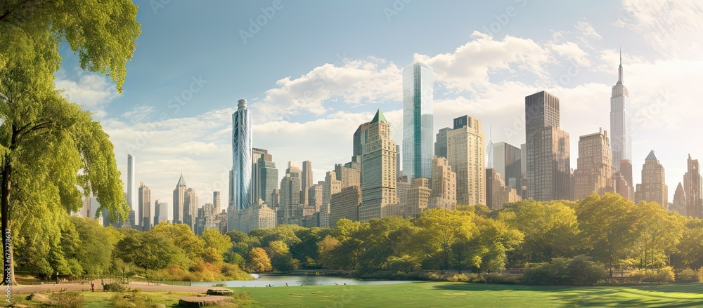 Central park cityscape. Breathtaking aerial view of manhattan urban skyline. Urban cityscape in stunning view Central park cityscape. Breathtaking aerial view of manhattan urban skyline. Urban cityscape in stunning view