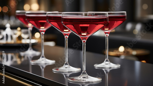 Classic Alcoholic cocktail Served in a Martini Glass Selective Focuse Background