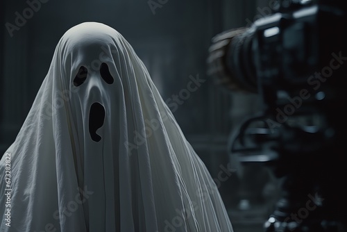 scary ghost with ghost in the room. halloween concept. 3d illustration scary ghost with ghost in the room. halloween concept. 3d illustration ghost inside the ghost house