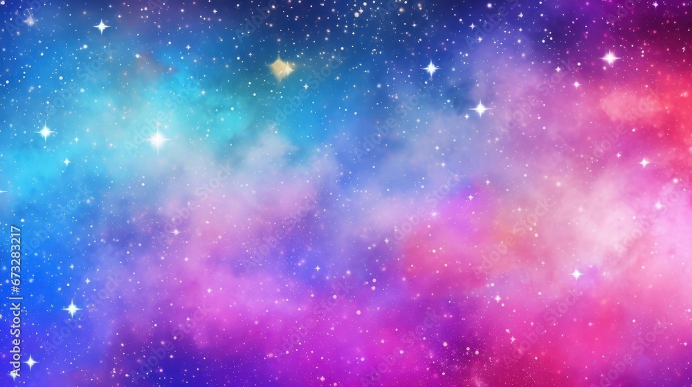 Dream cute rainbow starry sky glitter fantasy background stardust universe vivid, Generative AI