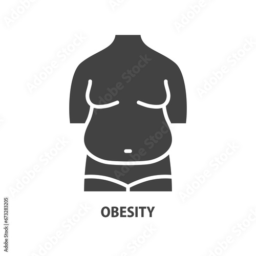 Fat person. Excess weight glyph icon. Vector sign of obesity.