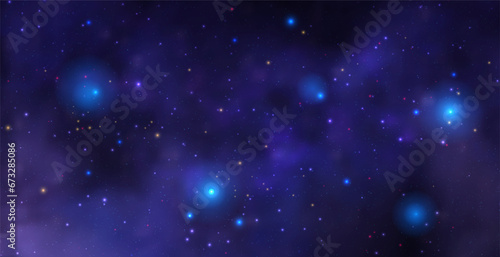 Space vector background with realistic nebula and shining stars. Magic colorful galaxy with stardust