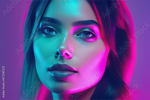 portrait of a beautiful young woman with colorful neon lights. beauty fashion portrait.portrait of a beautiful young woman with colorful neon lights. beauty fashion portrait.beautiful girl with bright