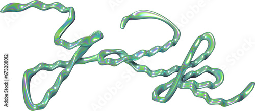 3d word Y2K, holographic texture