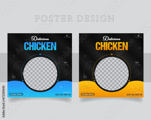 Fast food restaurant business marketing social media post template design. 