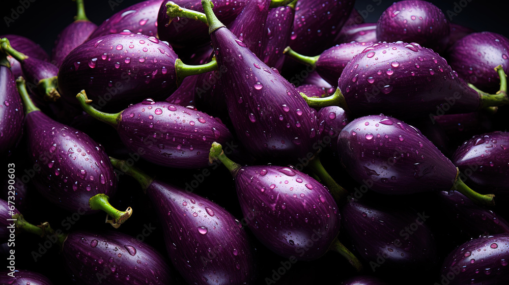 Water Drops on Brinjal As Pattern Background Selective Focus Water Drops on Brinjal As Pattern Background Selective Focus