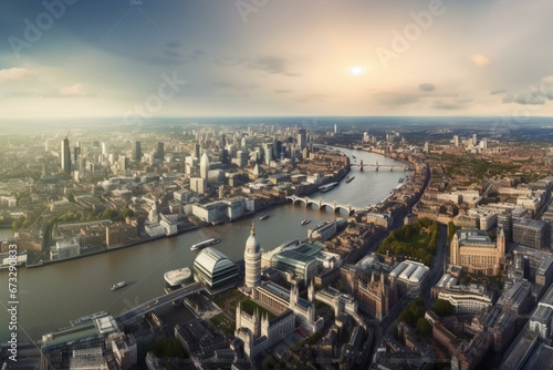 Panoramic view of London cityscape. Generative AI