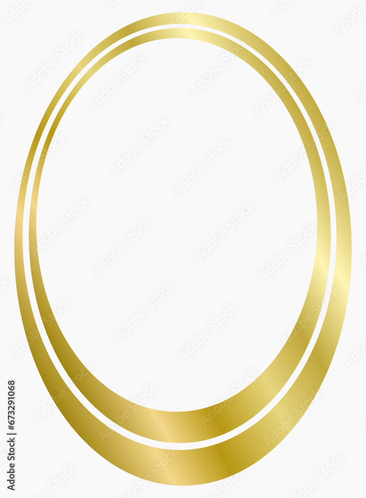 Golden metal oval frame isolated on white. Vector frame for photo. Frame for text, certificate, pictures, diploma. Frame with rings Golden metal oval frame isolated on white. Vector frame for photo. Frame for text, certificate, pictures, diploma. Frame with rings