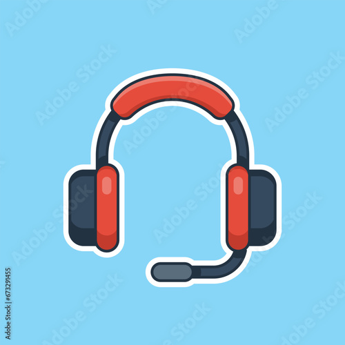 Unique cute red headset with bent mic