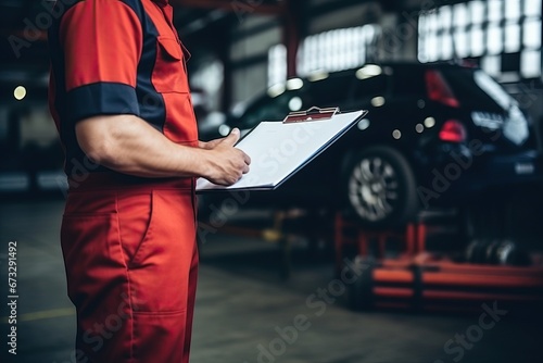 Mechanical checklist and vehicle inspection at the garage Auto car service and maintenance inspection concept