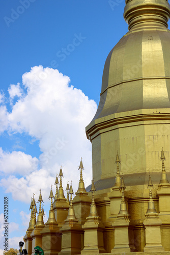 Golden pagoda with sky background