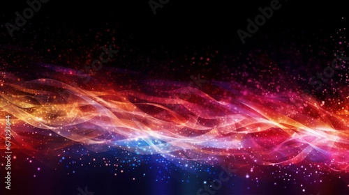 Fireworks-like light wave abstract background illustration material, Generative AI