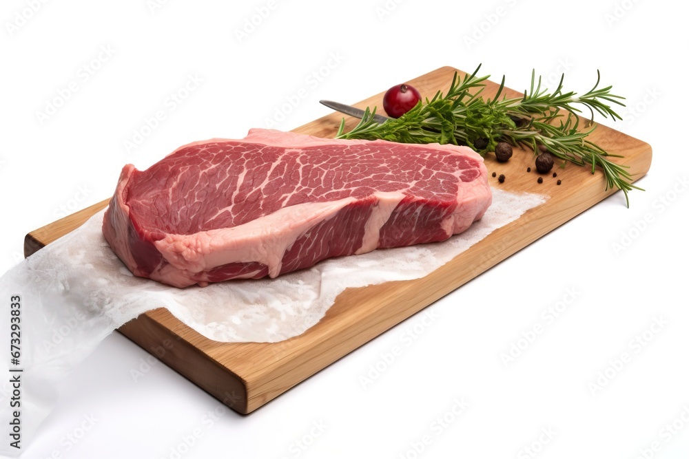 Fresh Raw Steak on Clean White Background Fresh Raw Steak on Clean White Background
