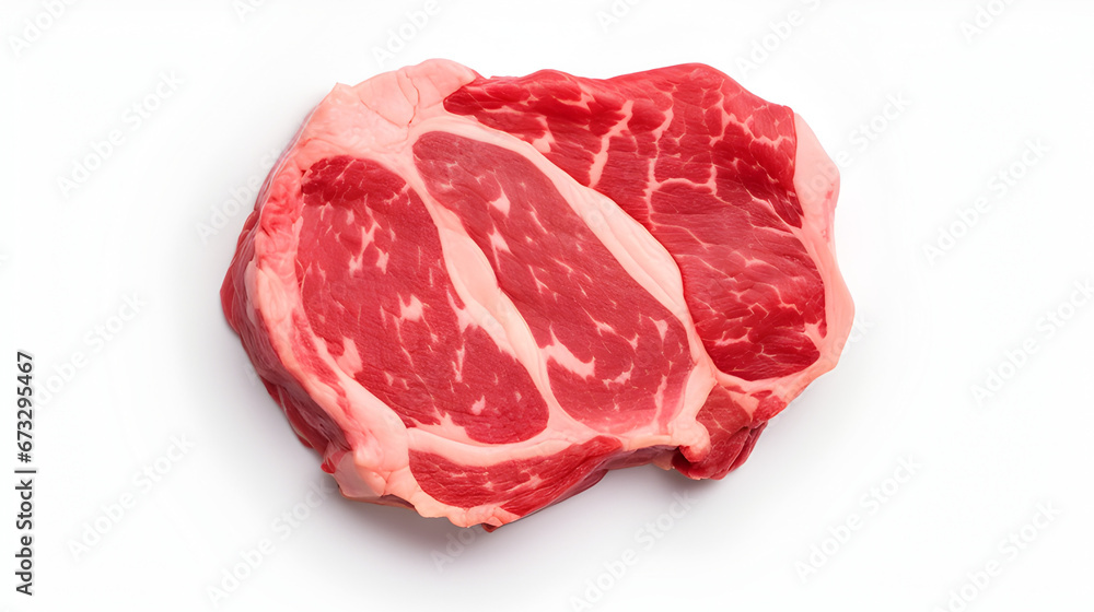 meat isolated on white background. Meat slice, meat piece, steak meat.