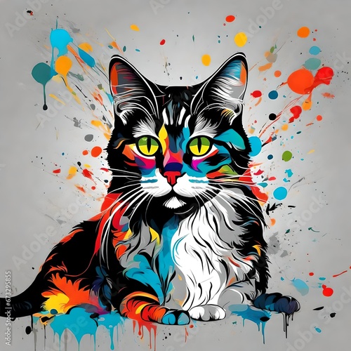cat on black   white background  vector  illustion  potrait