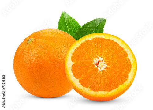 Half orange fruit isolated on white background