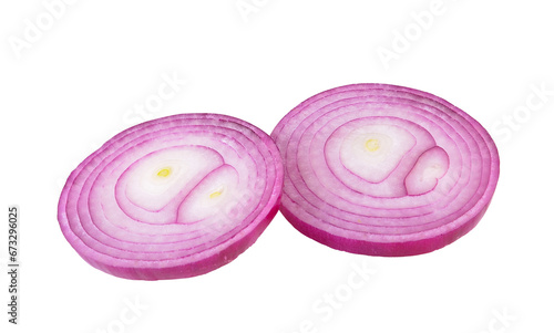 slice onion on white background