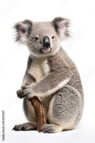 Young koala on white background