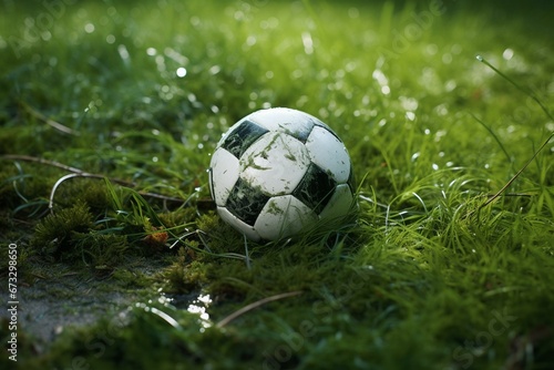 Football on grass. Generative AI