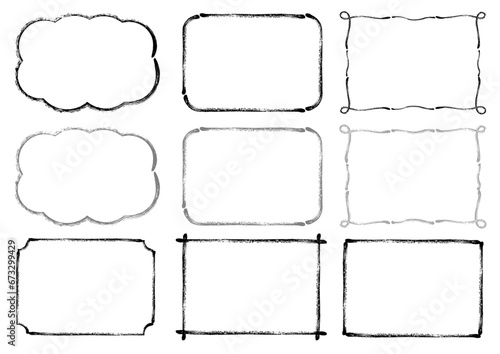 手描き筆書きフレームイラスト素材セット