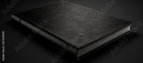 Illustration of a hardcover book with a black cover depicted alone on a white background