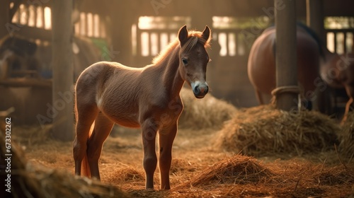 young horse in the nursery of a farm