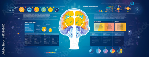 Futuristic Medical Research Brain Neural Nerve System Health, Diagnosis Vitals, Biometrics, and Alzheimer's Treatment photo