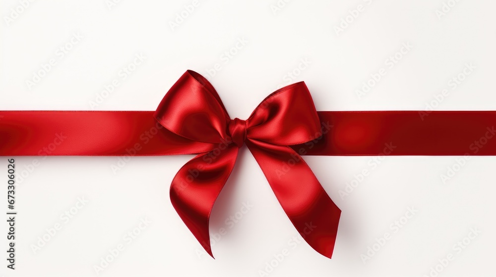 Shiny red satin ribbon on white background Shiny red satin ribbon on white background