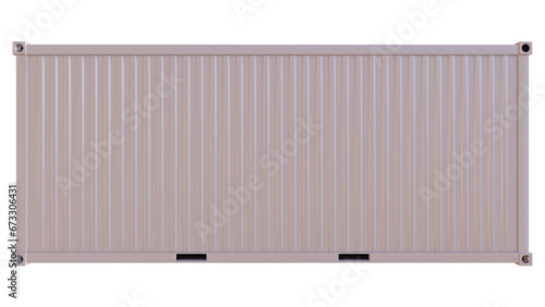 White Empty Shipping Container Template 20 feet size. 3D Illustration with PNG Transparent Background. Transport, storage and shipping concept.